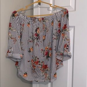 Floral print, off the shoulder
